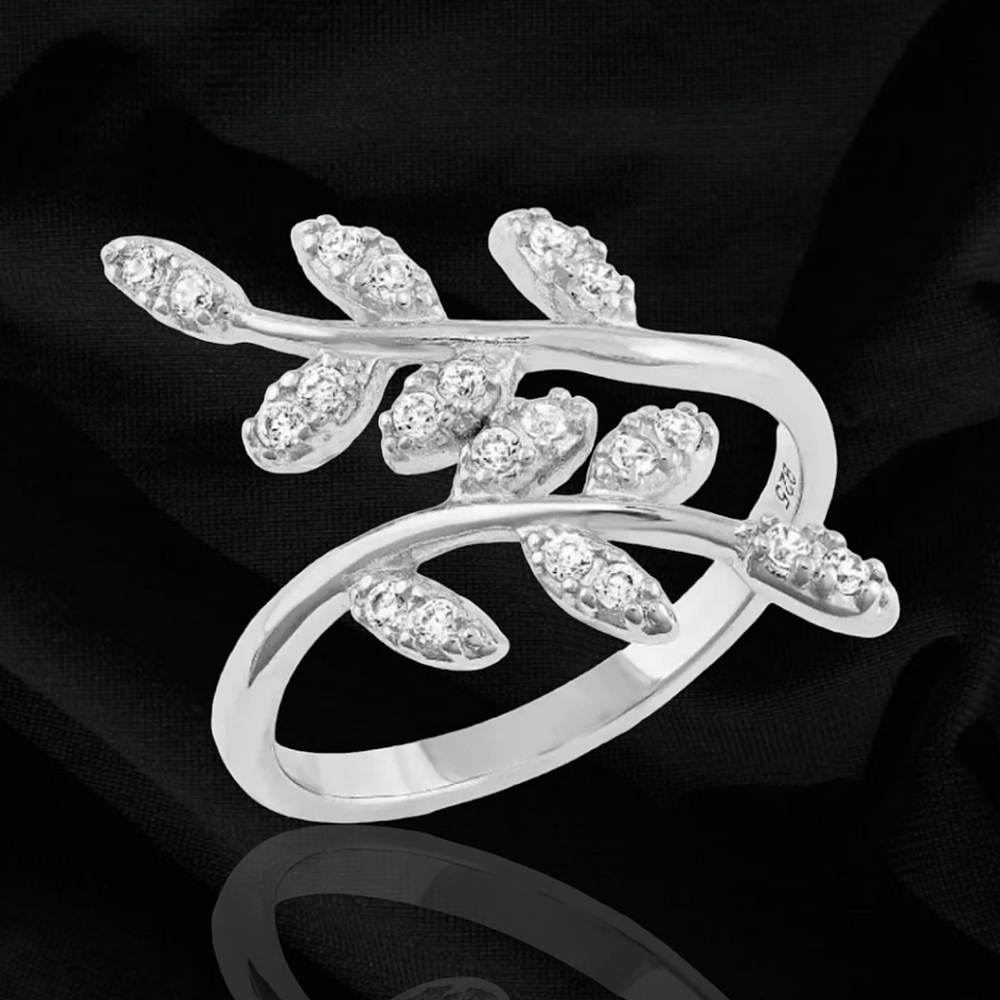 Montana Silversmiths Sacred Forest Sterling Silver CZ Crystal Wrap Ring One Size
